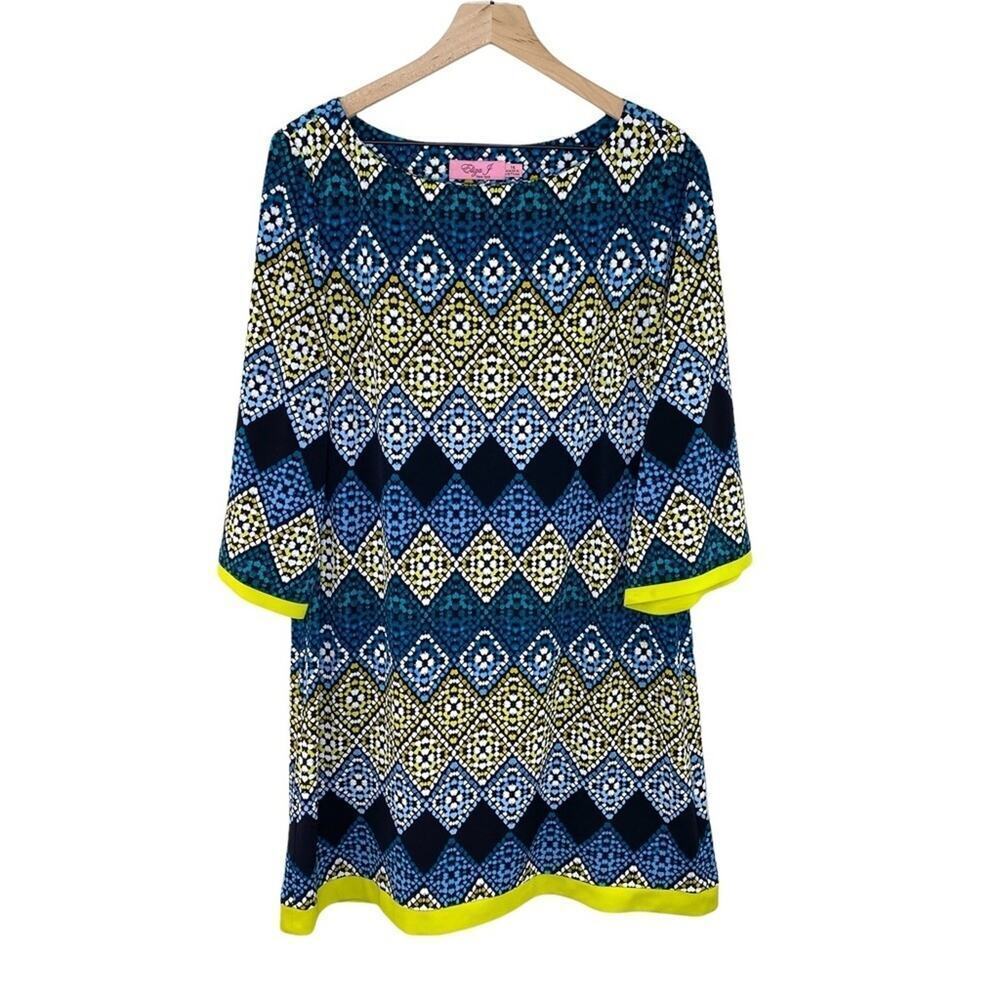 Eliza J Women’s Boat Neck 3/4 Sleeve Stretch Shift Dress Size 14